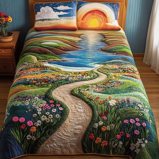 Golden Sunset Trail 3-Piece Quilted Bedding Set NCU0PT4288