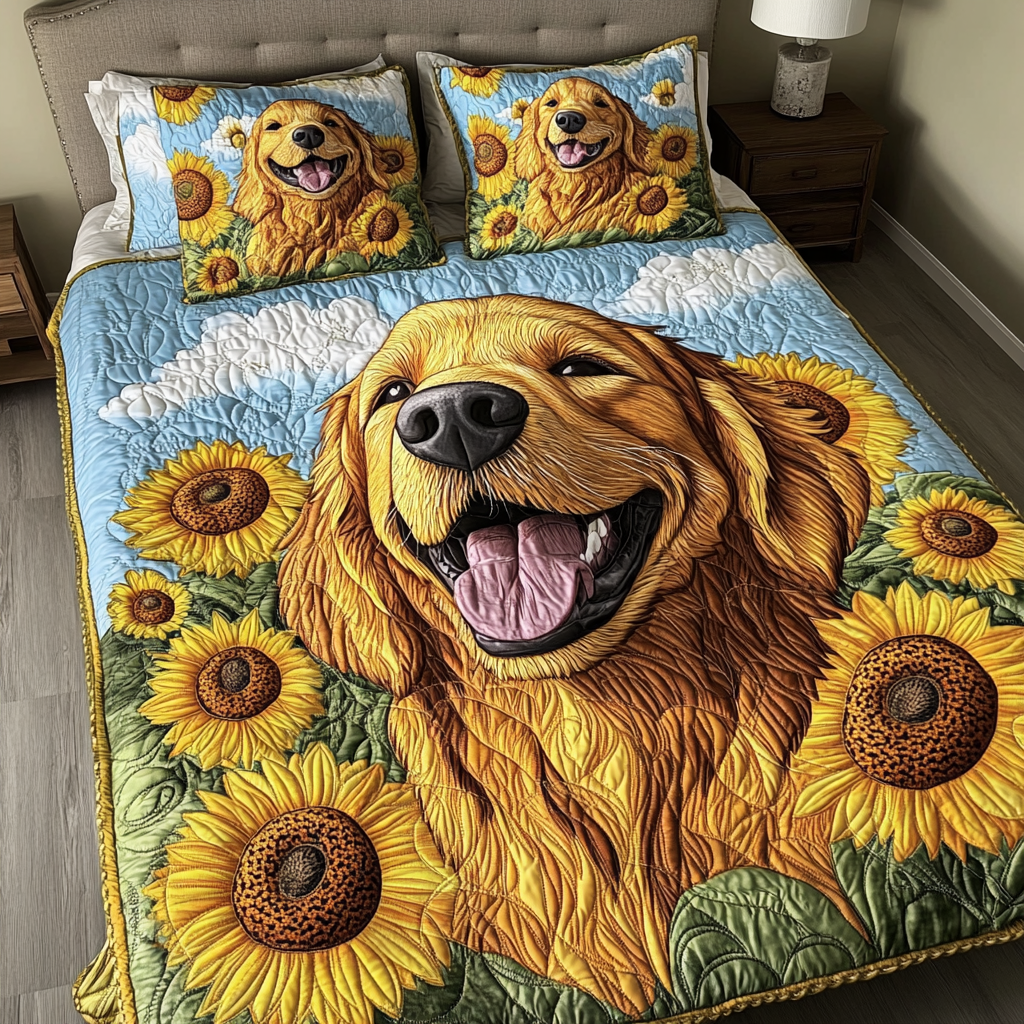 Golden Sunshine 3Piece Quilted Bedding Set NCU0DK2046 Vantique