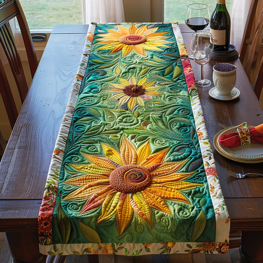 Golden Sunshine Quilted Table Runner NCU0DV3121