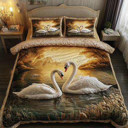 Golden Swan 3-Piece Quilted Bedding Set NCU0DK9332