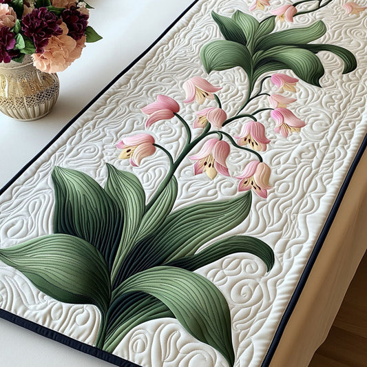 Golden Swirls Quilted Table Runner NCU0NT6064