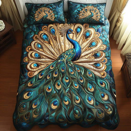 Golden Tail Symphony 3-Piece Quilted Bedding Set NCU0NT2371