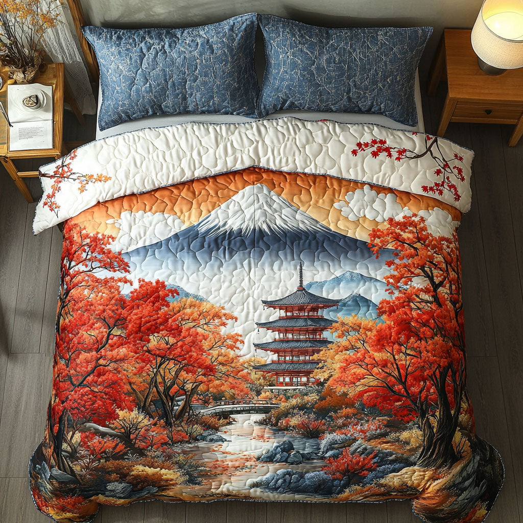 Golden Temple Trail 3-Piece Quilted Bedding Set NCU0NT7387
