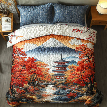 Golden Temple Trail 3-Piece Quilted Bedding Set NCU0NT7387