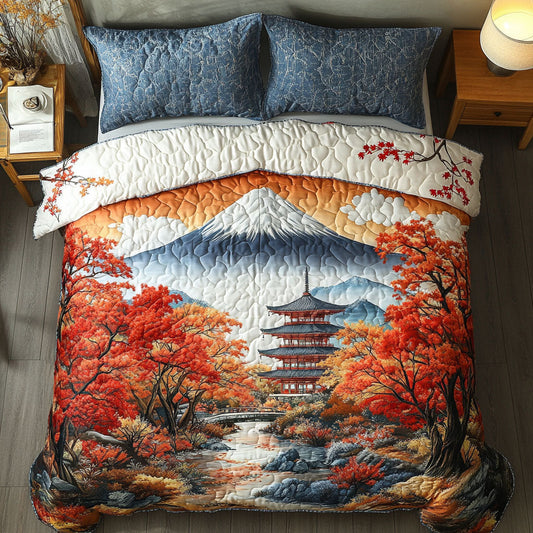 Golden Temple Trail 3-Piece Quilted Bedding Set NCU0NT7387