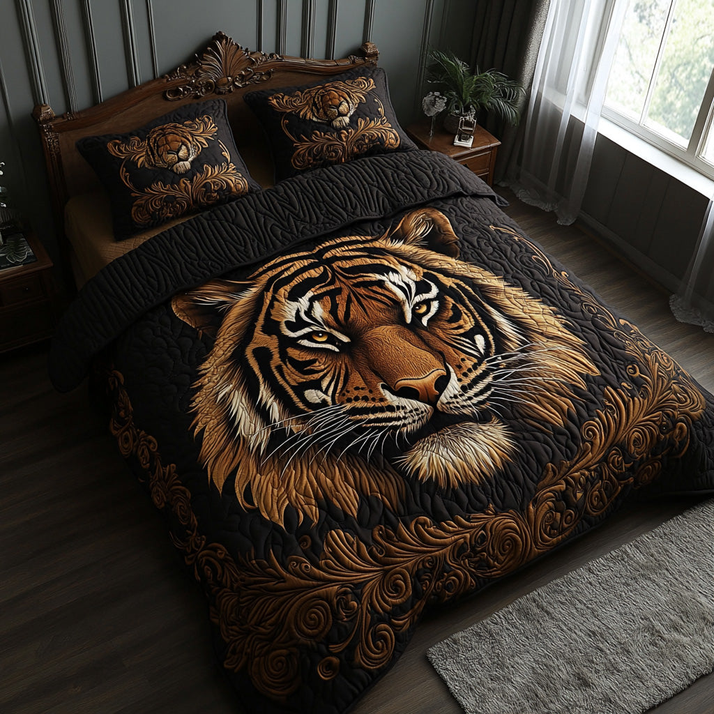 Golden Tiger 3-Piece Quilted Bedding Set NCU0DV6479