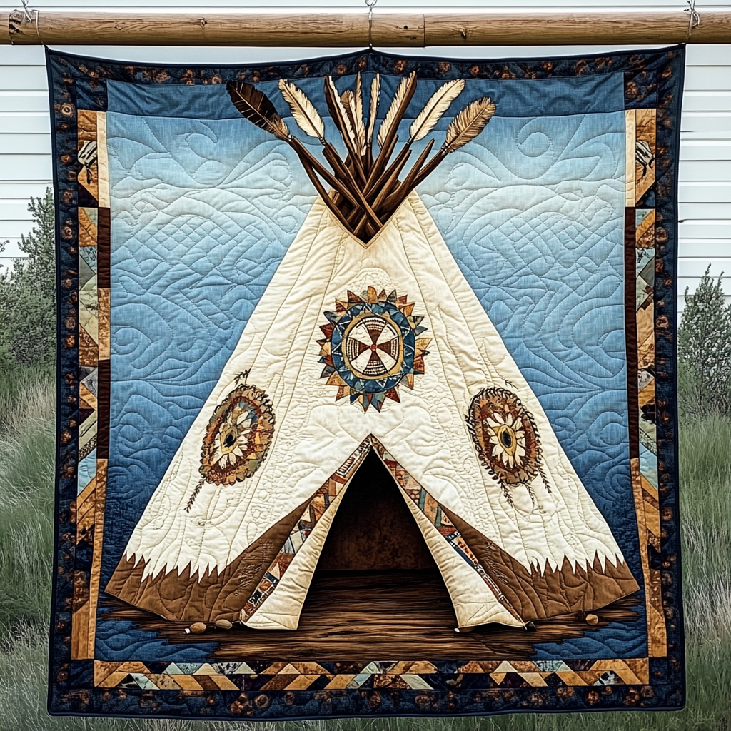 Golden Tipi Quilted Blanket NCU0VL1603