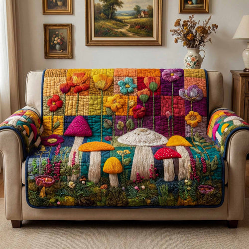 Golden Toadstools Quilted Sofa Cover NCU0XD2415