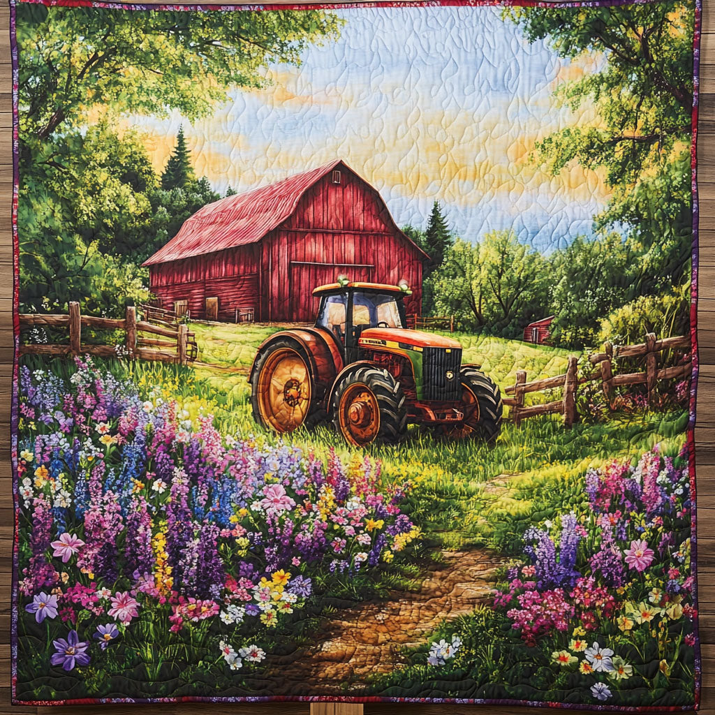 Golden Tractor Quilted Blanket NCU0NT6248