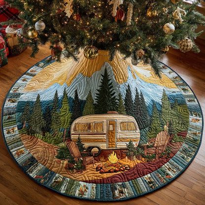 Golden Trail Christmas Quilted Tree Skirt NCU0TV1340