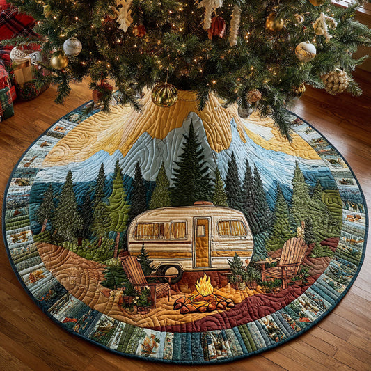 Golden Trail Christmas Quilted Tree Skirt NCU0TV1340