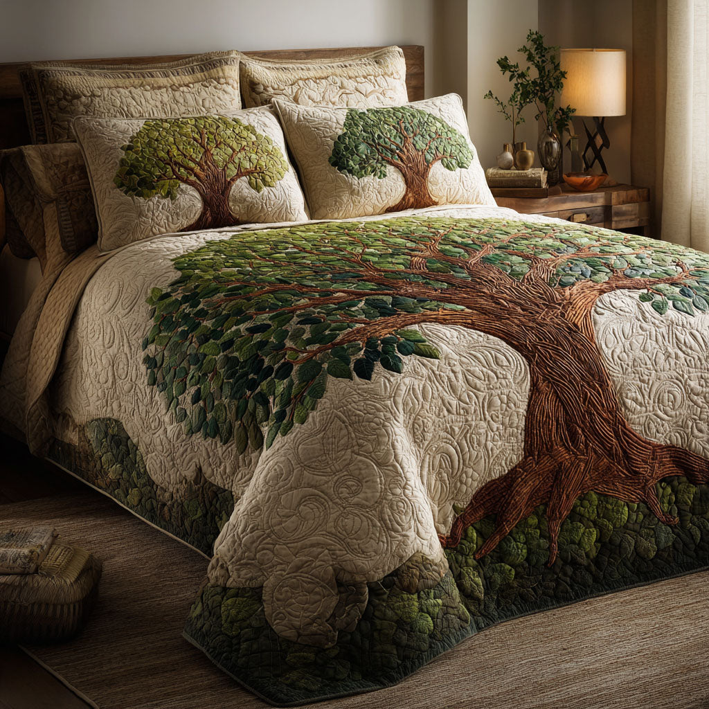 Golden Tree 3-Piece Quilted Bedding Set NCU0DK11598