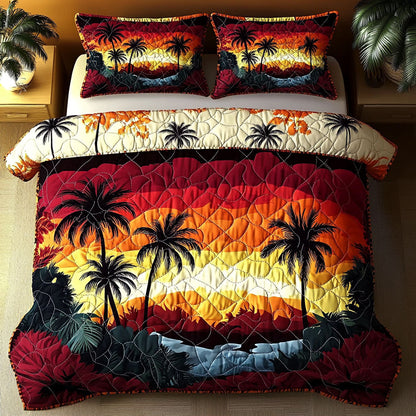 Golden Tropics 3-Piece Quilted Bedding Set NCU0NT6896