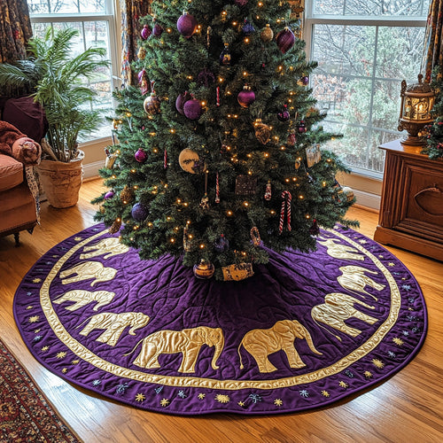 Golden Trunks Quilted Christmas Tree Skirt NCU0DV7834
