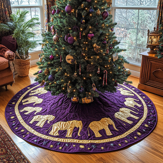 Golden Trunks Quilted Christmas Tree Skirt NCU0DV7834