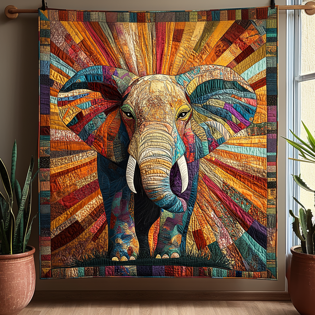 Golden Tusk Dreams Quilted Blanket NCU0DV3341