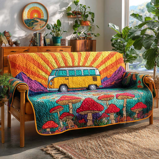 Golden Van Voyage Quilted Sofa Cover NCU0XD1302