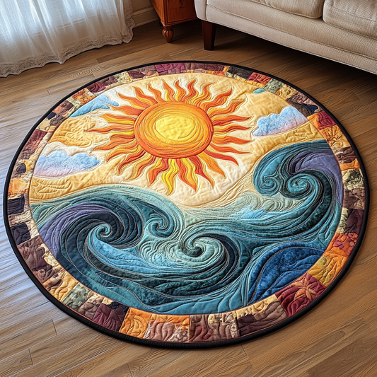Golden Wave Quilted Round Mat NCU0VL1278