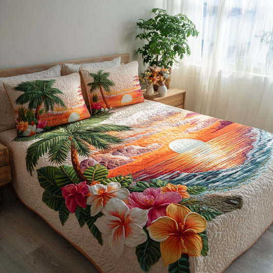 Golden Waves 3-Piece Quilted Bedding Set NCU0NT12640