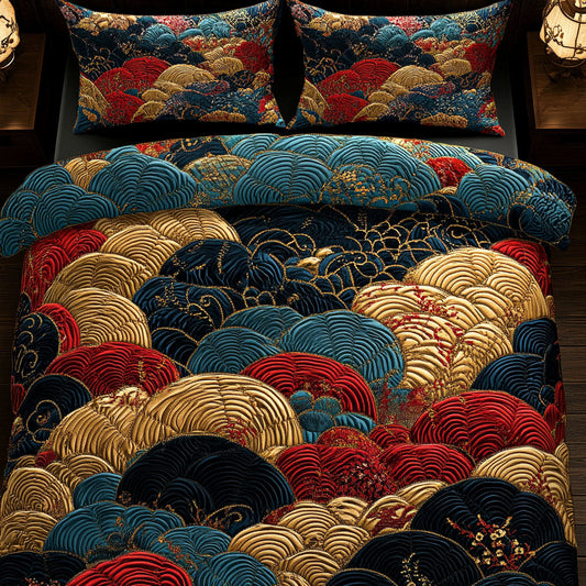 Golden Waves 3-Piece Quilted Bedding Set NCU0NT7118
