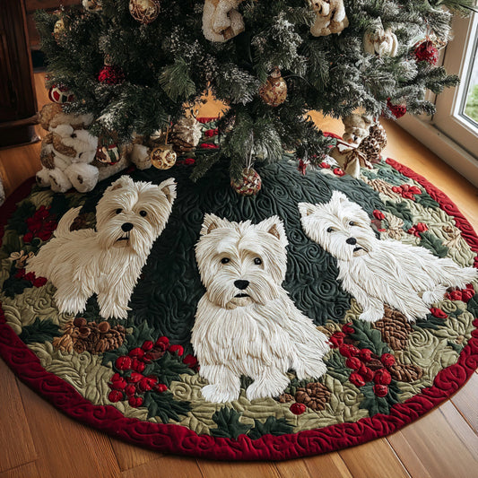 Golden Westie Glow Quilted Christmas Tree Skirt NCU0DV8110