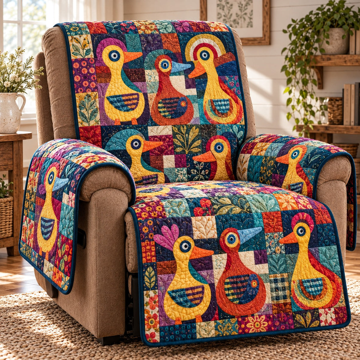 Golden Whimsy Farm Quilted Sofa Cover NCU0PT12287