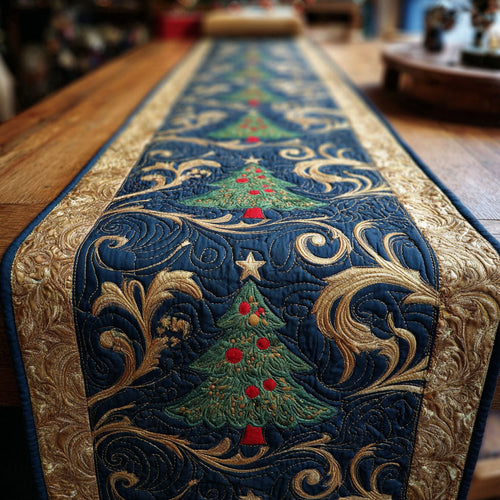 Golden Whirl Quilted Table Runner NCU0TV243