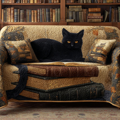 Reading Cat Quilted Sofa Cover NCU0VT355