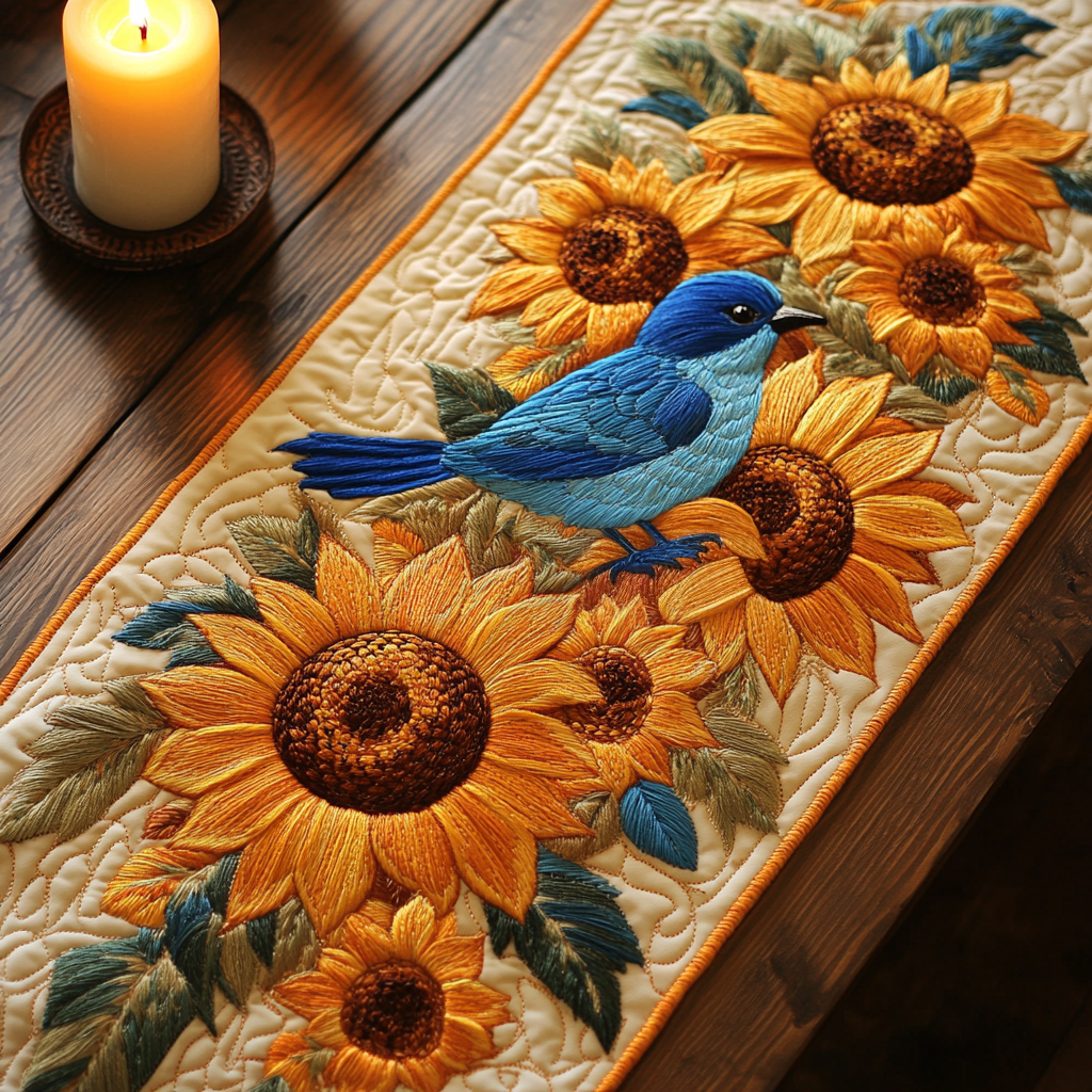 Golden Wings Quilted Table Runner NCU0VH4434