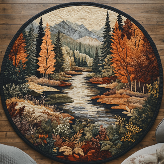 Golden Wood Quilted Round Mat NCU0DV5408