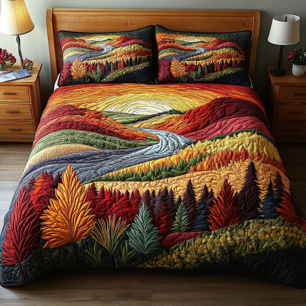Golden Woods 3-Piece Quilted Bedding Set NCU0VL2829