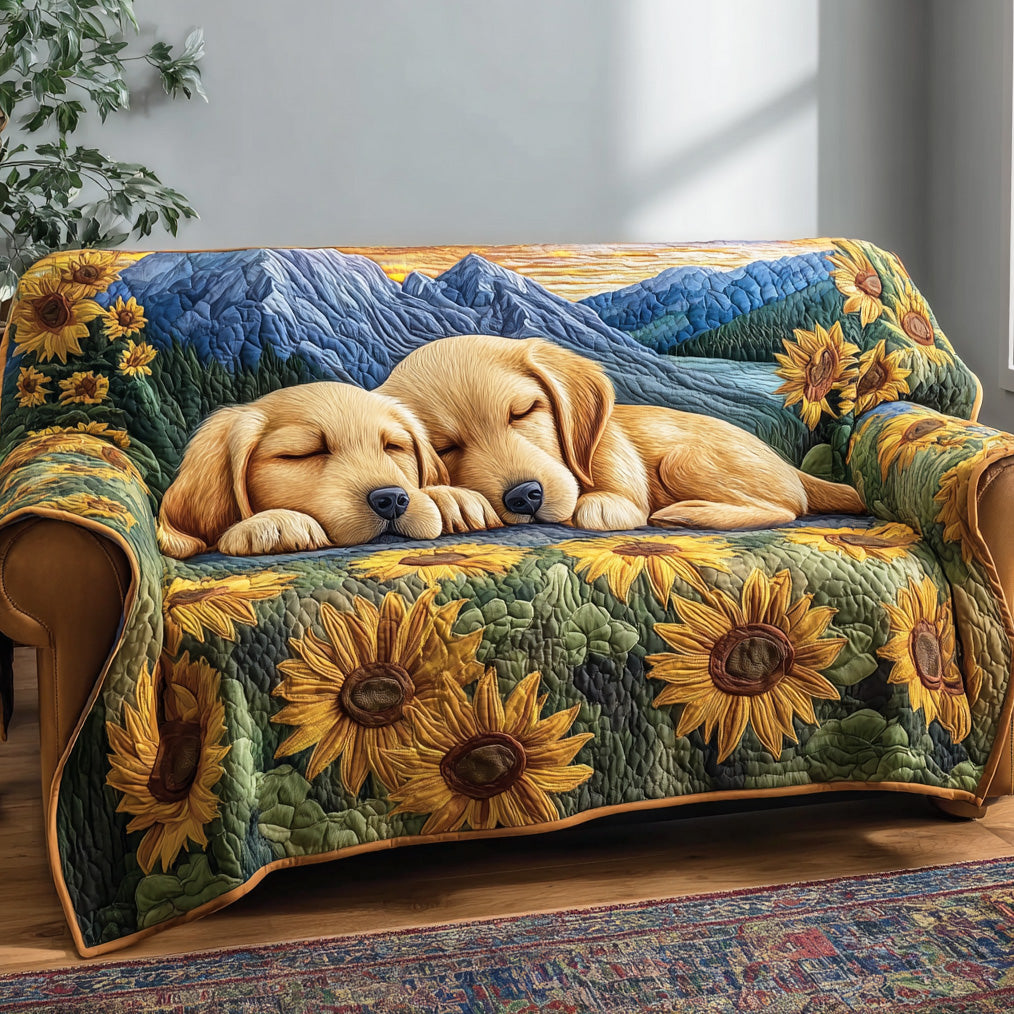 Golden in Bloom Quilted Sofa Cover NCU0TD2159