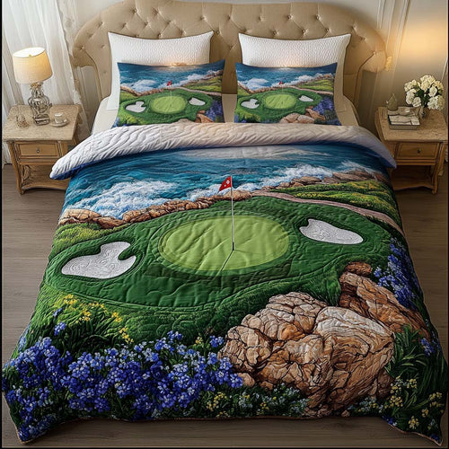 Golf Course 3-Piece Quilted Bedding Set NCU0NT7605