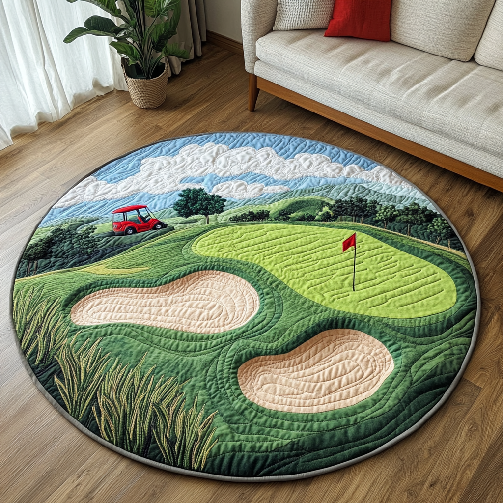 Golf Greens Quilted Round Mat NCU0DK7981