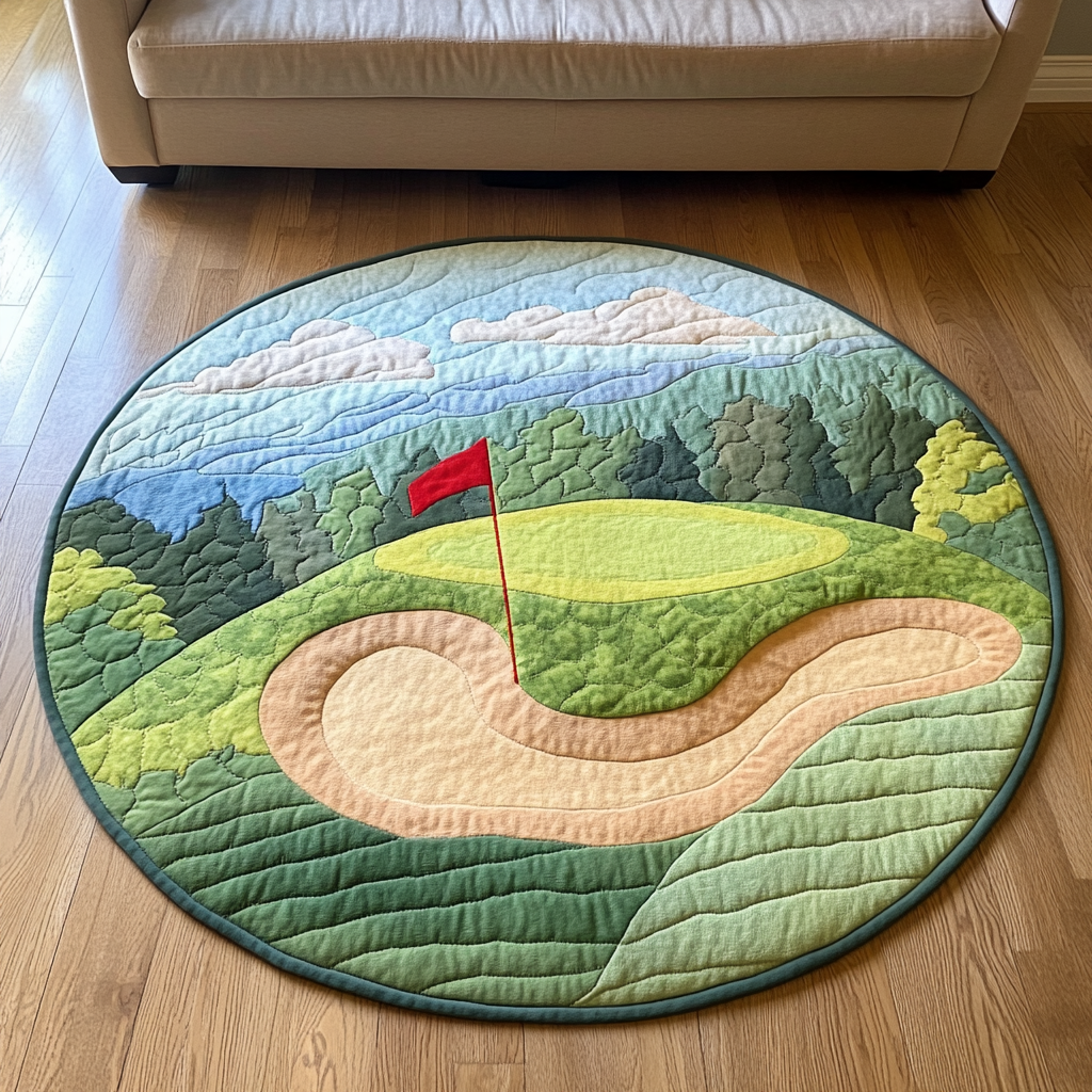 Golf Retreat Quilted Round Mat NCU0DK7980