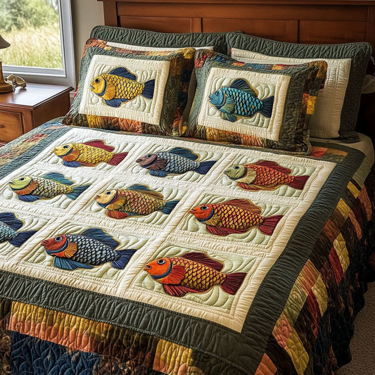 Gone Fishing 3-Piece Quilted Bedding Set NCU0PT6950