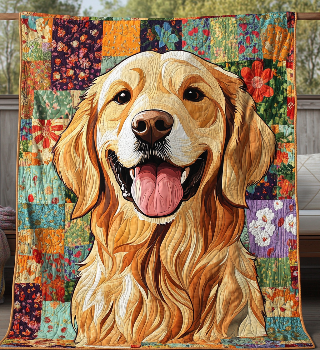 Good Golden Retriever Quilted Blanket NCU0DV489