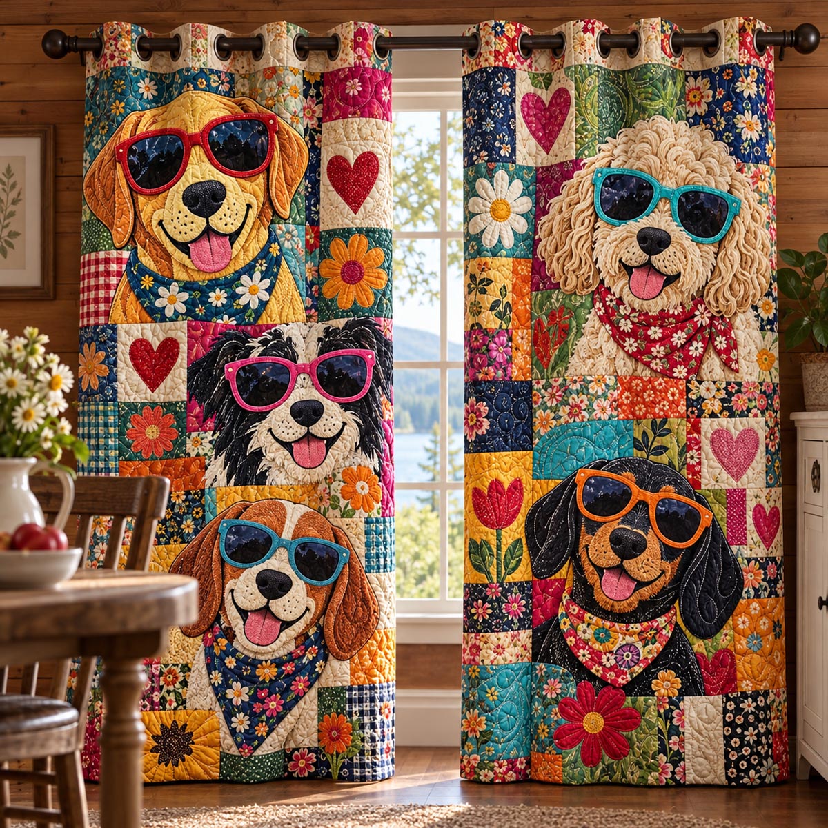 Good Vibes Dog Crew Quilted Curtains NCU0DV10375