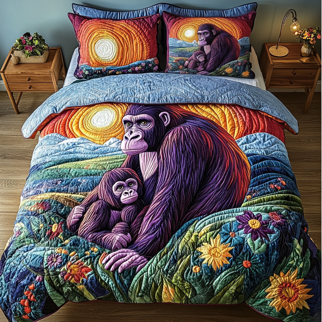 Gorilla Haven 3-Piece Quilted Bedding Set NCU0DK4086