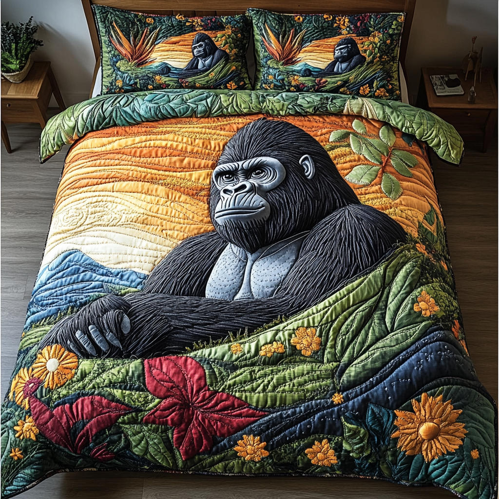 Gorilla Shadows 3-Piece Quilted Bedding Set NCU0DK4088