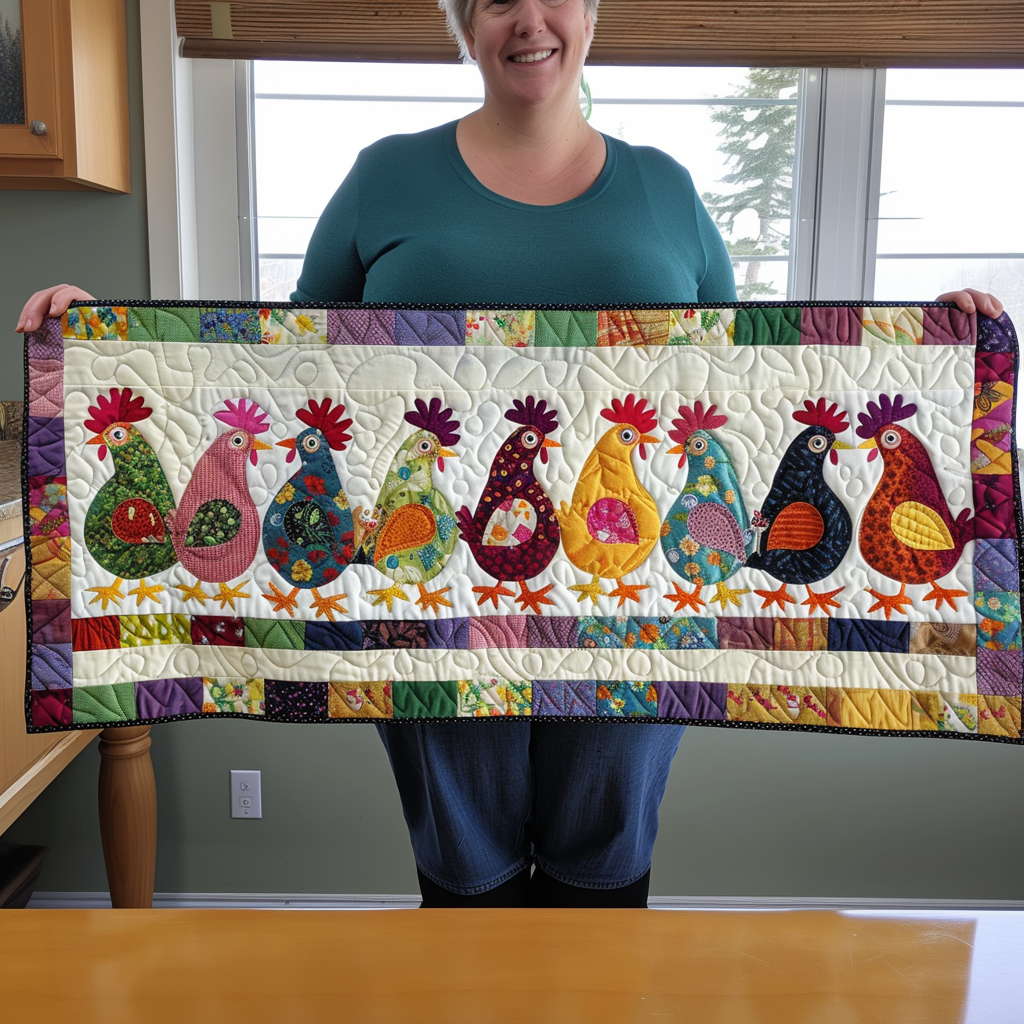 Gossip Hens Quilted Table Runner NCU0TH592 – Vantique