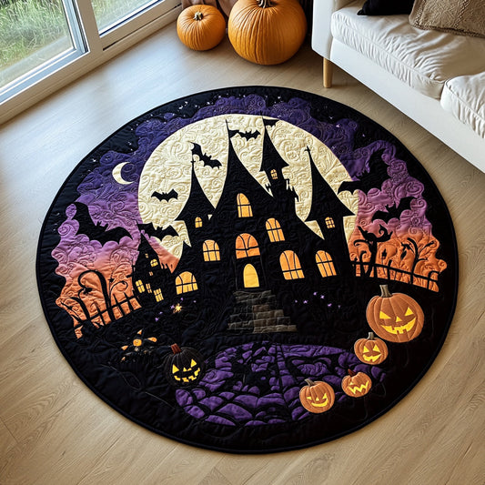Gothic Halloween Castle Quilted Round Mat NCU0HH062