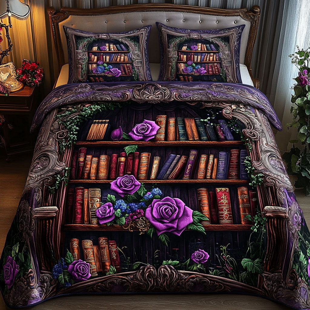 Gothic Library 3-Piece Quilted Bedding Set NCU0NT4078