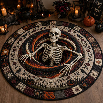 Gothic Skeleton Abyss Quilted Round Mat NCU0HH2049