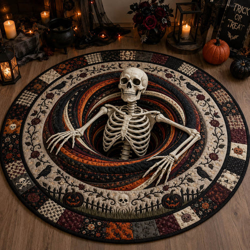 Gothic Skeleton Abyss Quilted Round Mat NCU0HH2049