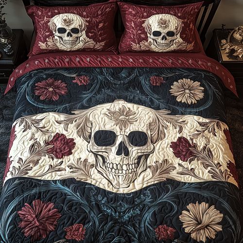Gothic Skull 3-Piece Quilted Bedding Set NCU0TL2051
