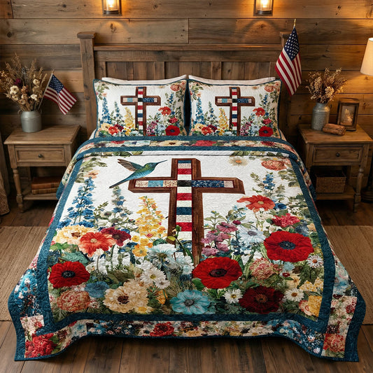 Grace in Bloom 3-Piece Quilted Bedding Set NCU0PT11459
