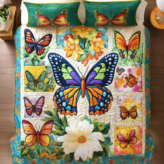 Graceful Butterfly Touch 3-Piece Quilted Bedding Set NCU0NT8329