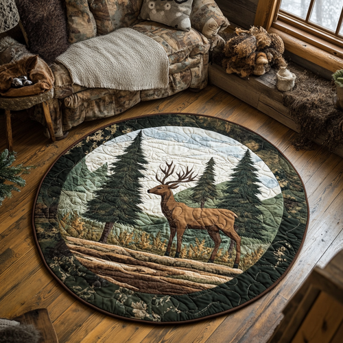 Graceful Deer Quilted Round Mat NCU0DK8068