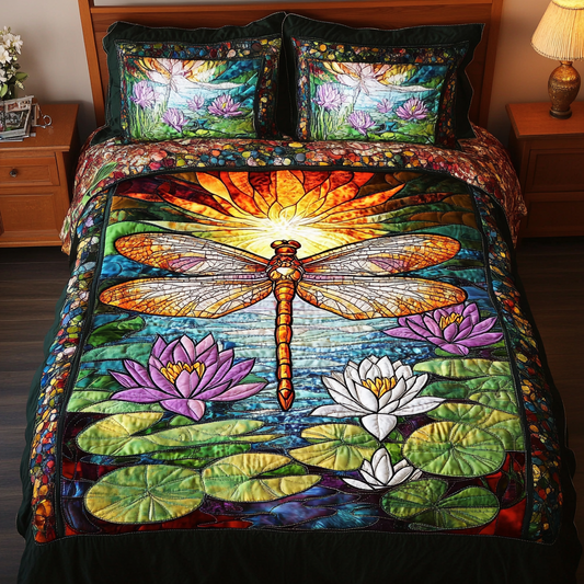 Graceful Dragonfly 3-Piece Quilted Bedding Set NCU0DK10735
